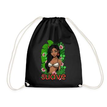 Suave beautiful woman with plants - Drawstring Bag - black - Front