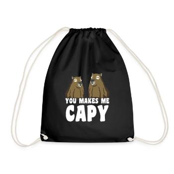 You makes me Capy Capybara saying - Drawstring Bag - black - Front