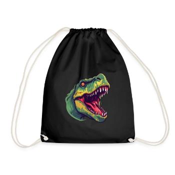 T-Rex - Drawstring Bag - black - Front