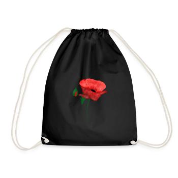 Poppy Bloom - Drawstring Bag - black - Front