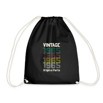 Vintage 1965 Original Parts. 65 Birthday Retro - Drawstring Bag - black - Front