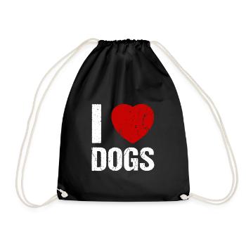 I love Dogs Dog Love Heart Dogs - Drawstring Bag - black - Front