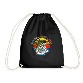 Wife Mom Fishing Legend Fish Lover Cool Mothers - Drawstring Bag - black - Front