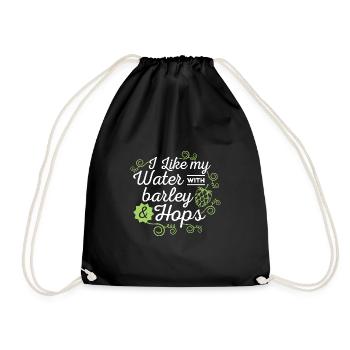 Beer Lover I Like My Water With Barley And Hops - Drawstring Bag - black - Front