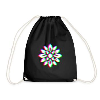 EDM Tricolor - Floral Mandala - Glitch Rave style - Drawstring Bag - black - Front