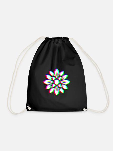EDM Trikolor - Floral Mandala - Glitch Rave style - Turnbeutel - Schwarz
