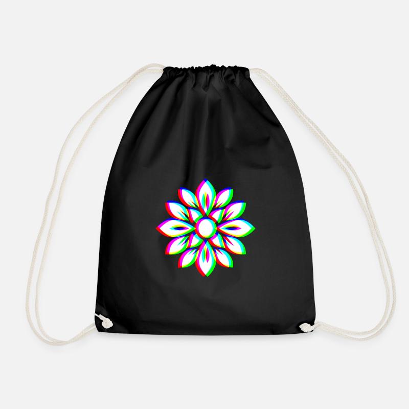 EDM Trikolor - Floral Mandala - Glitch Rave style - Turnbeutel - Schwarz