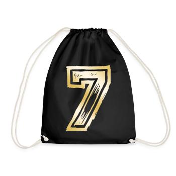 7 Number Gold - Drawstring Bag - black - Front