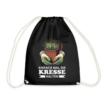 Einfach Mal die Kresse Halten Gartenlust Gärtner - Turnbeutel - Schwarz - Vorne