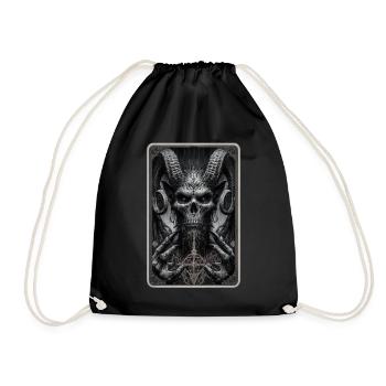 Démon avec des cornes et un pentagramme - Sac de sport léger - noir - Devant