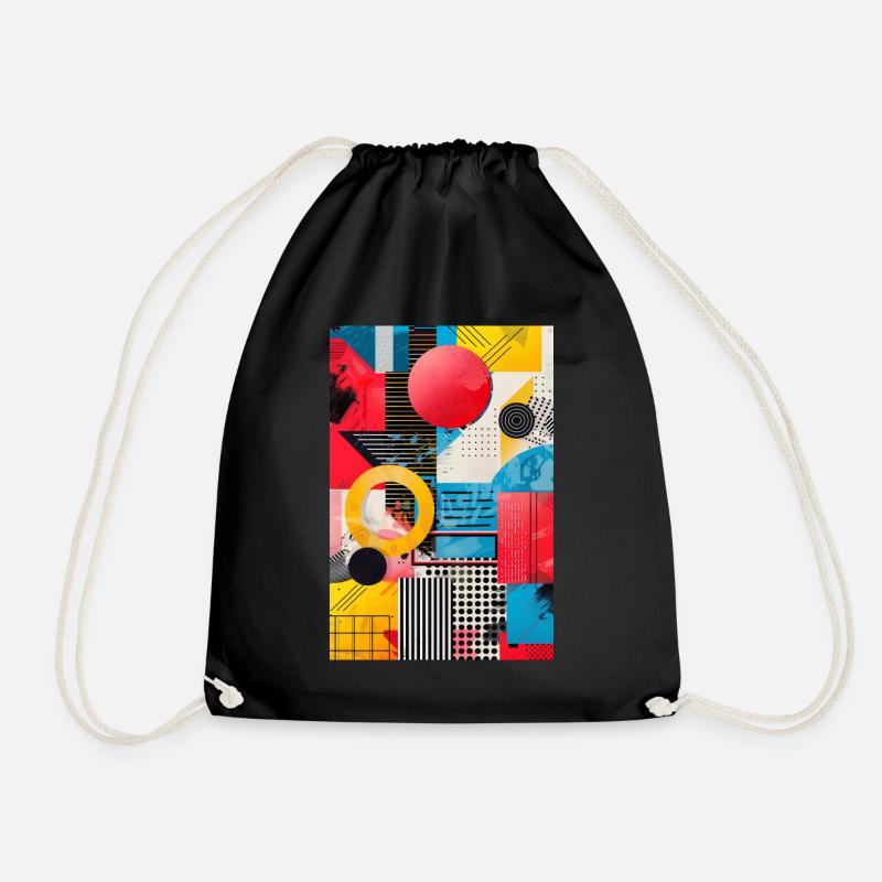Retro Style - Abstrakte Formen - Turnbeutel - Schwarz