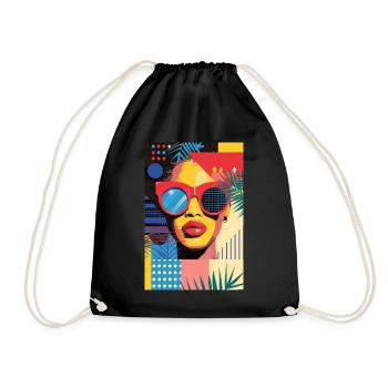 Portrait de femme colorée - Sac de sport léger - noir - Devant