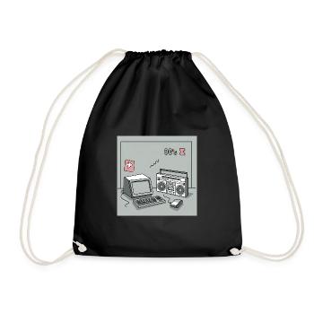 90s cult objects : Walkman, computer and Co. - Drawstring Bag - black - Front