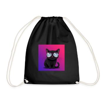 Chat cool avec des lunettes de soleil - Sac de sport léger - noir - Devant