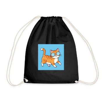 Mollige Katze mit Sonnenbrille - Turnbeutel - Schwarz - Vorne