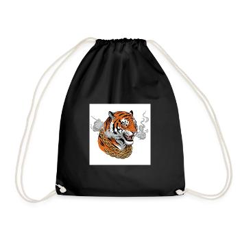 Rauchender Tiger mit Goldkette - Comic Vibes - Turnbeutel - Schwarz - Vorne