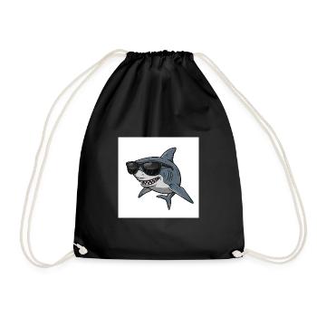 Requin cool avec lunettes de soleil - Sac de sport léger - noir - Devant
