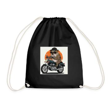 Le chien motard cool avec moto et lunettes de soleil - Sac de sport léger - noir - Devant