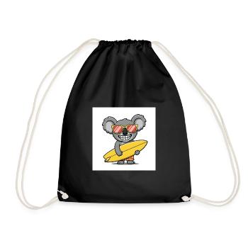 Surfing koala with sunglasses - Drawstring Bag - black - Front