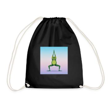 Der Yoga Frosch - Turnbeutel - Schwarz - Vorne