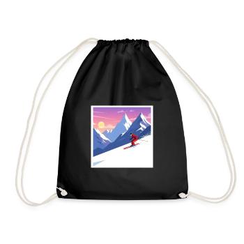Experience the beauty of the mountains: Skiing - Drawstring Bag - black - Front