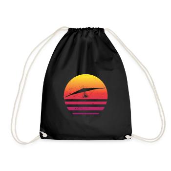 Hang Gliding Retro Vintage Sunset Paragliding Gift - Drawstring Bag - black - Front