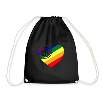 Regenbogen Triskelenherz - Turnbeutel - Schwarz - Vorne