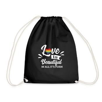 LGBT Gay Pride Lesbian Love is beautiful in all - Drawstring Bag - black - Front