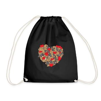 Mignon Dog Heart Valentine Cadeau de vêtements pour lui - Sac de sport léger - noir - Devant