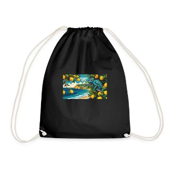Retro Print Algarve with Lemons and Chameleon - Turnbeutel - Schwarz - Vorne