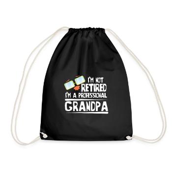 Retired Professional Grandpa Retirement Gift - Drawstring Bag - black - Front