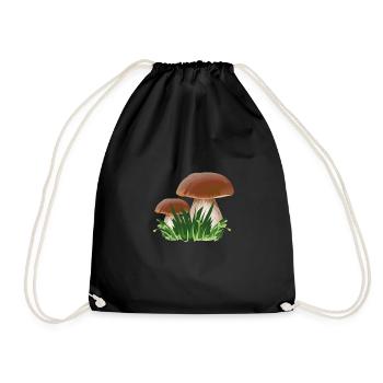 Porcini Mushrooms Collect Mushroom Pickers Mushroom - Drawstring Bag - black - Front