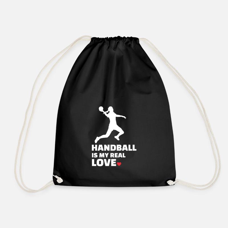 I love handball - Drawstring Bag - black