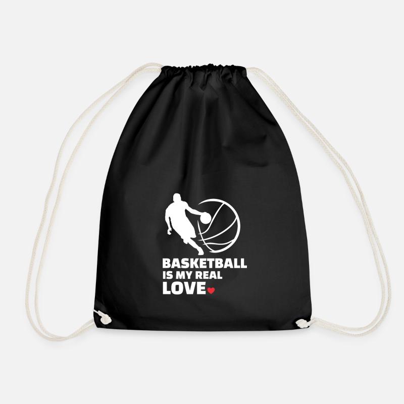 I love basketball - Drawstring Bag - black