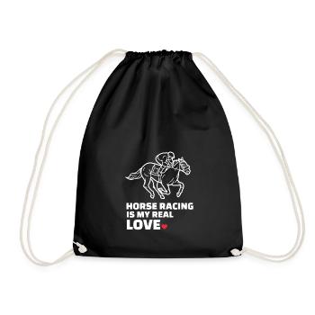 I love horse racing - Drawstring Bag - black - Front