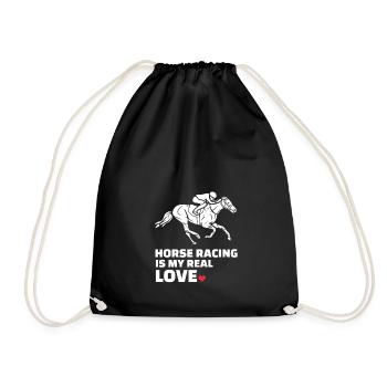I love horse racing - Drawstring Bag - black - Front