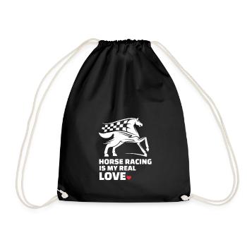 I love horse racing - Drawstring Bag - black - Front