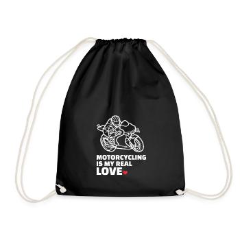 I love motorcycling - Drawstring Bag - black - Front