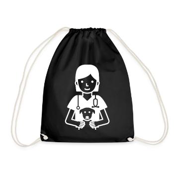 Animal sitter dog sitter cat sitter - Drawstring Bag - black - Front