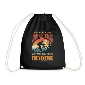 a guy who has climbed the Ventoux velo - Drawstring Bag - black - Front