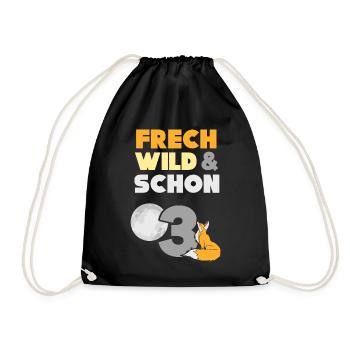 3 Jahre Geburtstag Junge Mädchen Fuchs - Turnbeutel - Schwarz - Vorne