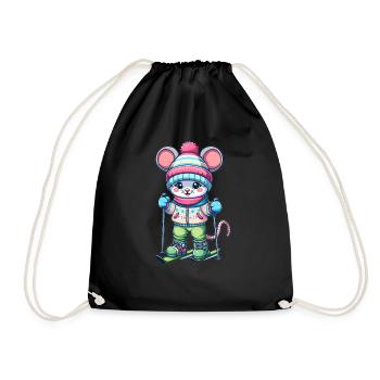 Cute Skier Mouse - Turnbeutel - Schwarz - Vorne