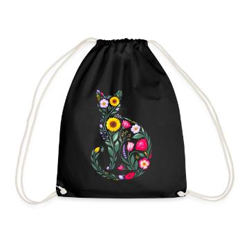 Silhouette Chat Floral Femmes - Sac de sport léger - noir - Devant