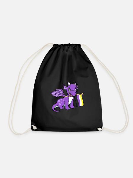 Nonbinary Pride Drache Nonbinary Pride - Turnbeutel - Schwarz