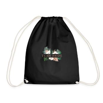 Team Bride! Floral, boho, tropic, customizable - Drawstring Bag - black - Front