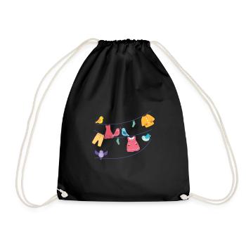 Laundry Birds Hanging Clothes Bird Lover Gift - Drawstring Bag - black - Front