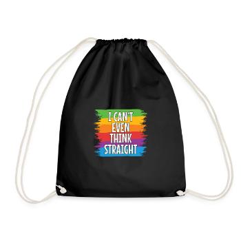 Gay Pride Lesbian LGBT I cant even think straight - Drawstring Bag - black - Front