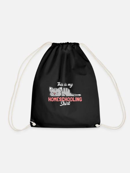 Homeschooling Distanzunterricht Katze - Turnbeutel - Schwarz