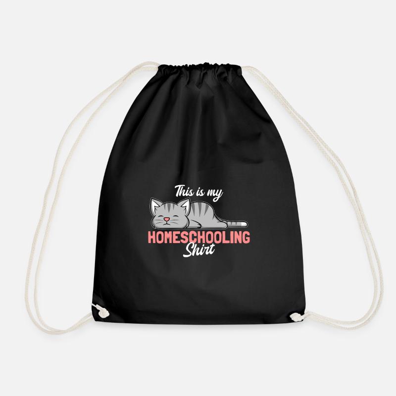 Homeschooling Distanzunterricht Katze - Turnbeutel - Schwarz