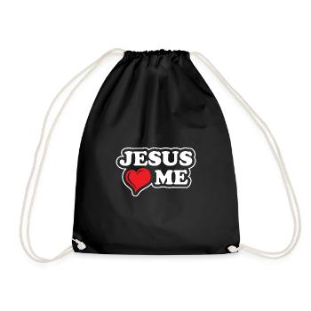 Jésus Design Oui Jésus m’aime Idée cadeau d’anniversaire - Sac de sport léger - noir - Devant